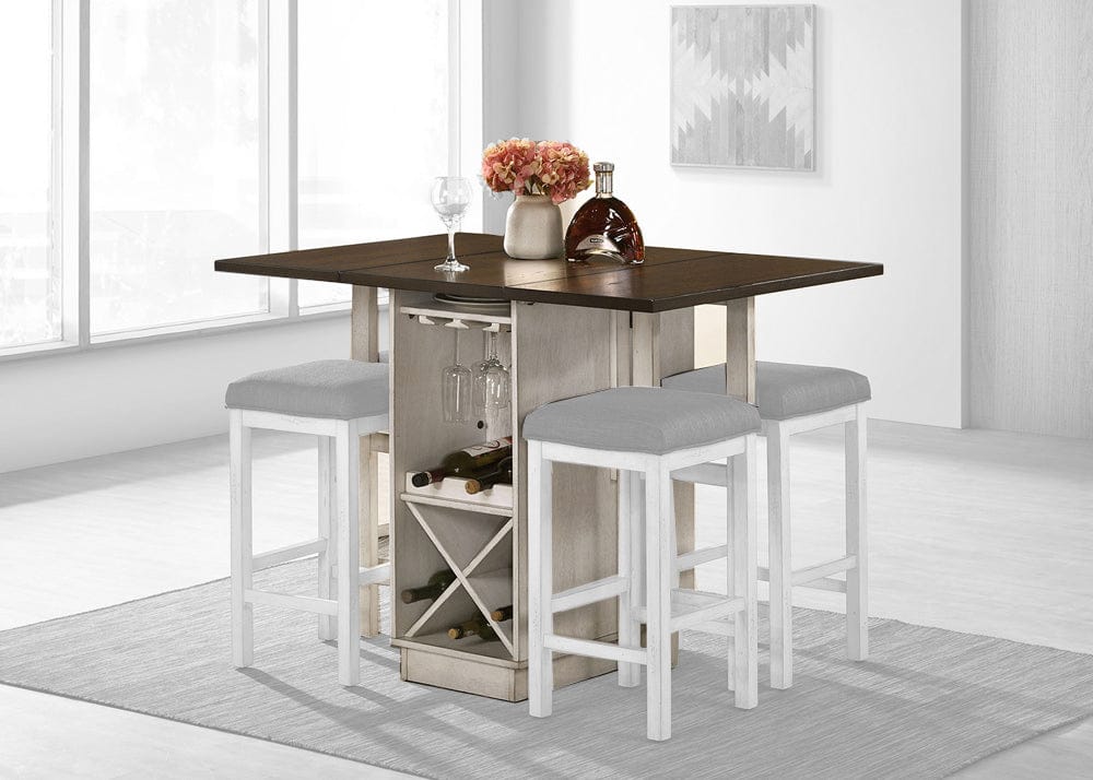 Furniture of America - Bingham Counter Ht. Table w/ 2 x 15" Leaves in Dark Walnut/Antique White - CM3168BR-PT View 1