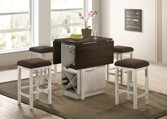 Furniture of America - Bingham Counter Ht. Table w/ 2 x 15" Leaves in Dark Walnut/Antique White - CM3168BR-PT View 2