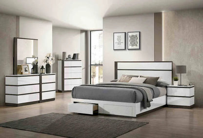 Furniture of America - Birsfelden - 3 Pc. Queen Bedroom Set - White/Metallic Gray - FOA7225WH-DR-Q-4PC view 4