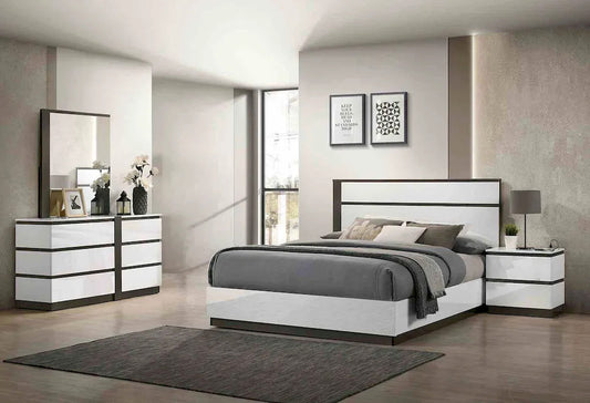Furniture of America - Birsfelden - 4 Pc. Queen Bedroom Set w/ 2NS - White/Metallic Gray - FOA7225WH-Q-5PC-2NS view 1