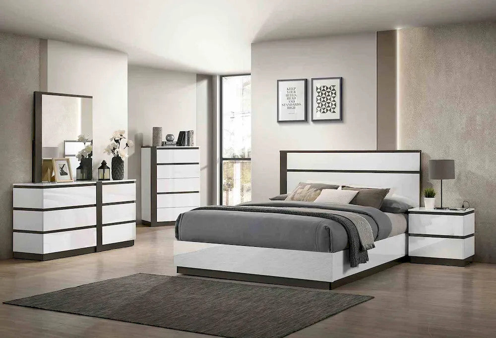 Furniture of America - Birsfelden - 4 Pc. Queen Bedroom Set w/ Chest - White/Metallic Gray - FOA7225WH-Q-5PC-CHE view 1
