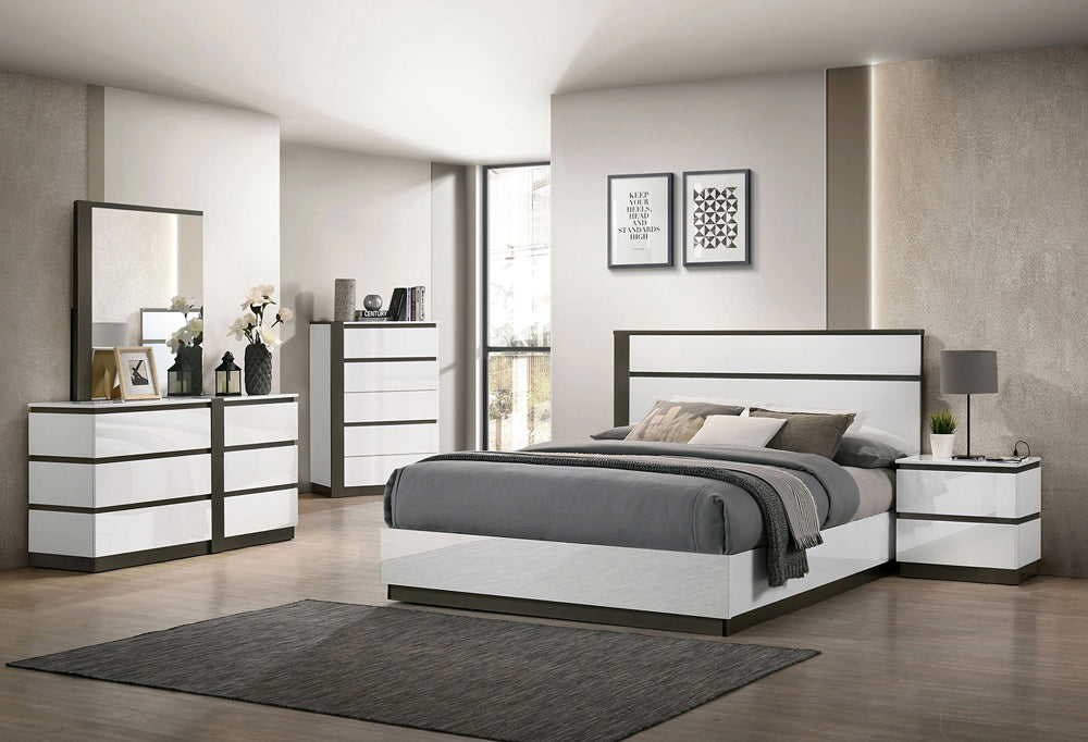 Furniture of America - Birsfelden Queen Bed in White/Metallic Gray - FOA7225WH-Q-BED View 3