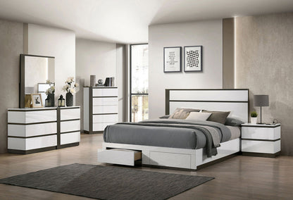 Furniture of America - Birsfelden Queen Bed w/ Drawers in White/Metallic Gray - FOA7225WH-DR-Q-BED View 3