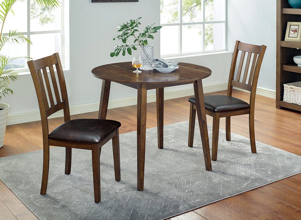 Furniture of America - Blackwood 3 Pc. Round Dining Table Set in Walnut/Dark Brown - CM3771RT-3PK View 1
