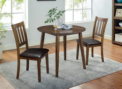 Furniture of America - Blackwood 3 Pc. Round Dining Table Set in Walnut/Dark Brown - CM3771RT-3PK View 1