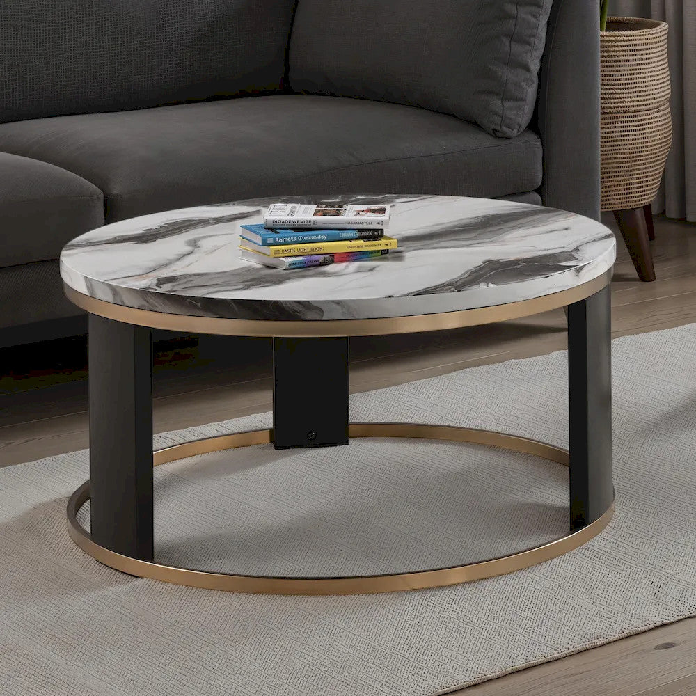 Furniture of America - Bogor - Round Cocktail Table - FM44007BK-CR view 1
