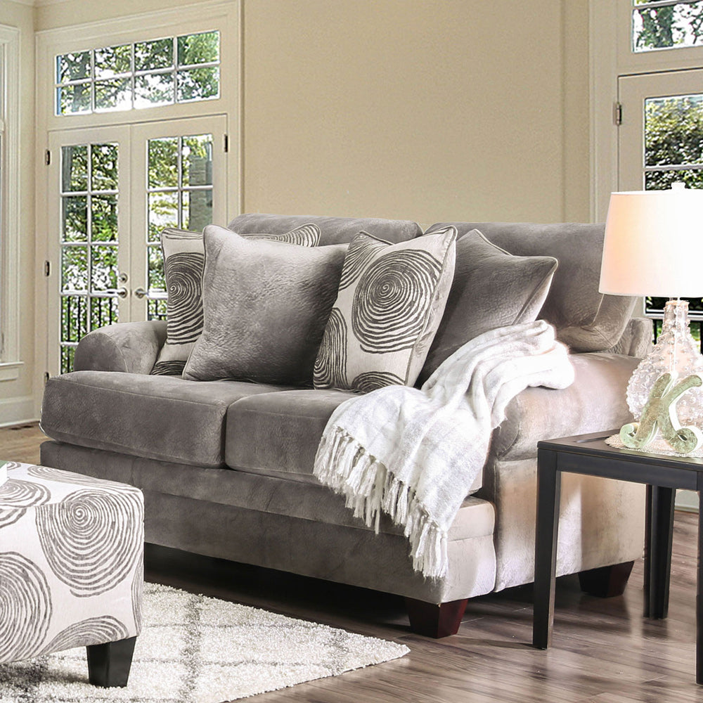 Furniture of America - Bonaventura Loveseat in Gray/Pattern - SM5142GY-LV View 1