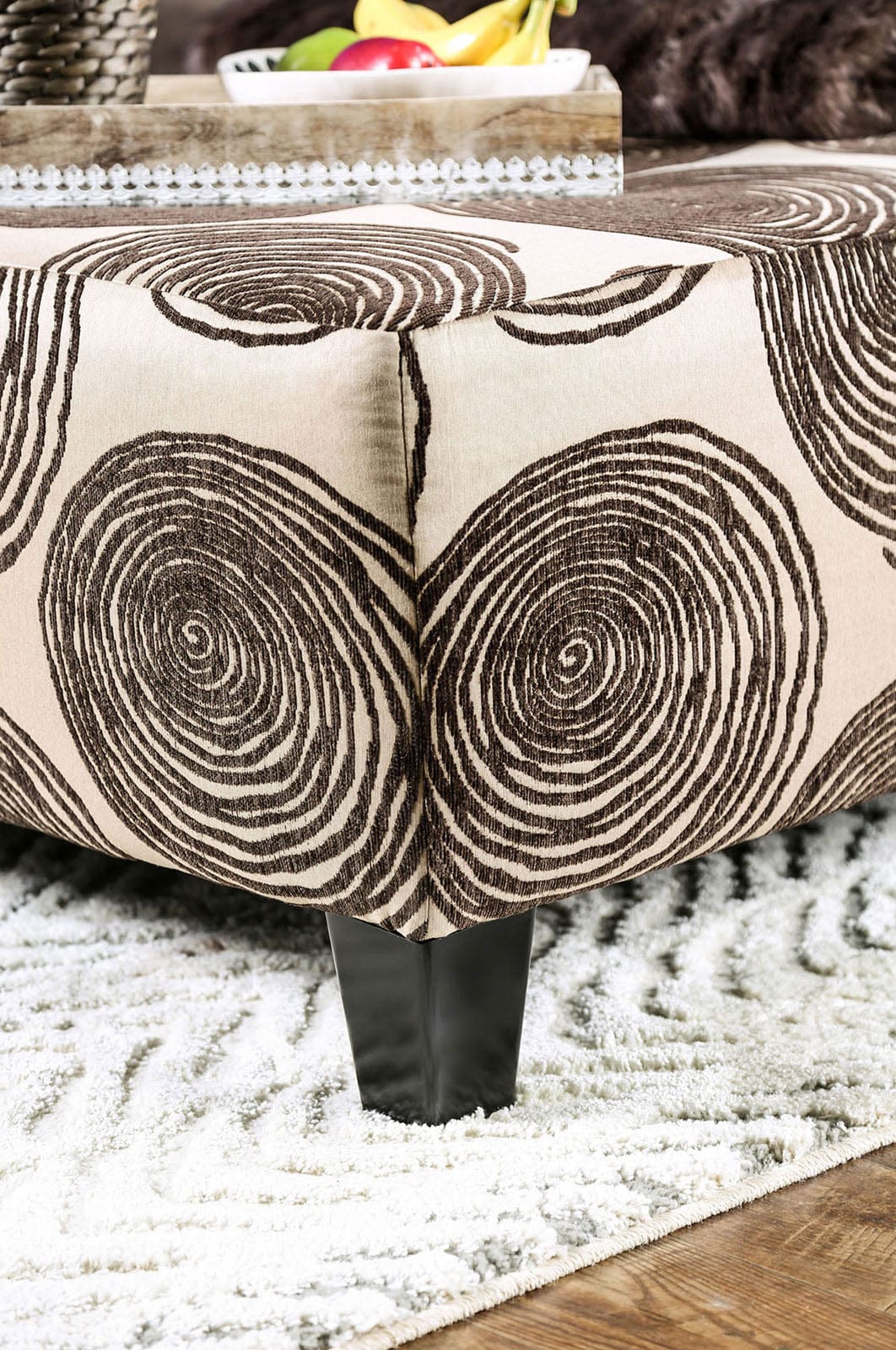 Furniture of America - Bonaventura Ottoman in Brown/Pattern - SM5142BR-OT View 2