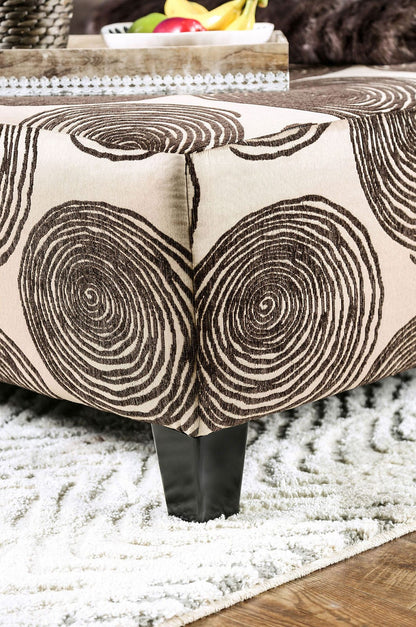 Furniture of America - Bonaventura Ottoman in Brown/Pattern - SM5142BR-OT View 2
