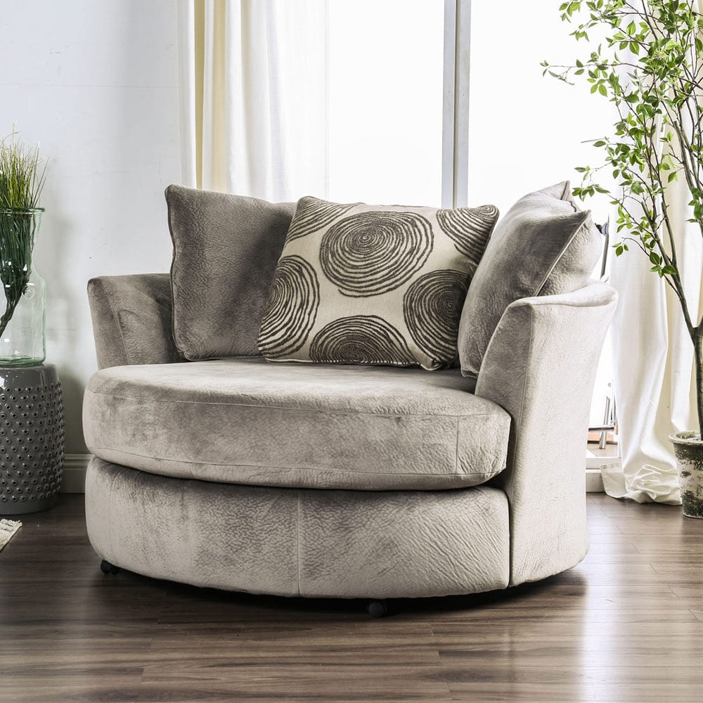 Furniture of America - Bonaventura Swivel Chair in Gray/Pattern - SM5142GY-CH View 1