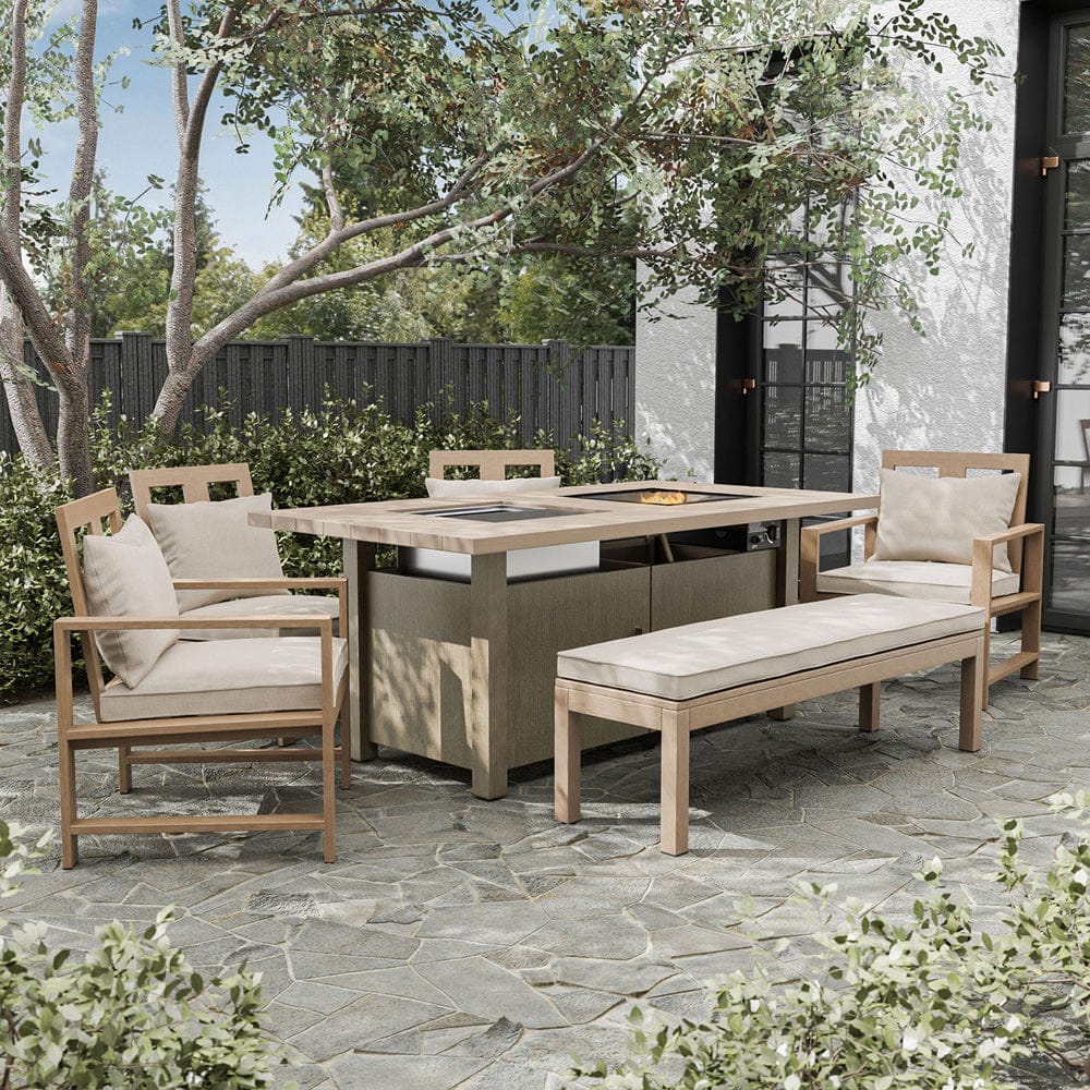 Furniture of America - Bordeaux 6 Pc. Dining Set w/ Bench in Natural/Light Gray/Beige - GM-2017-6PC View 1