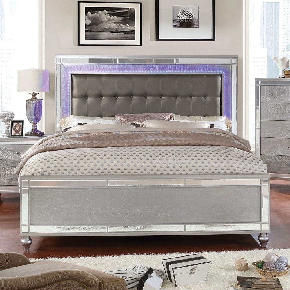 Furniture of America - Brachium E.King Bed in Silver - CM7977SV-EK-BED View 1
