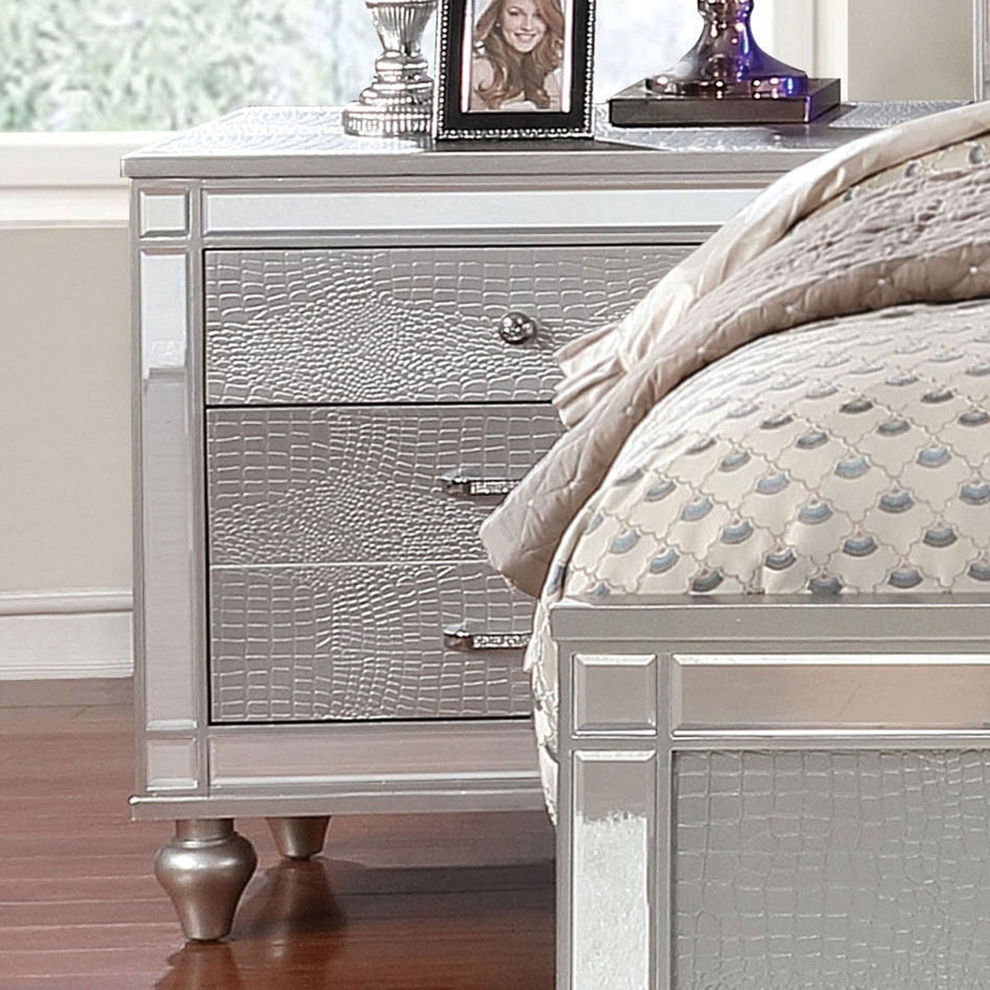 Furniture of America - Brachium Nightstand in Silver - CM7977SV-N View 2