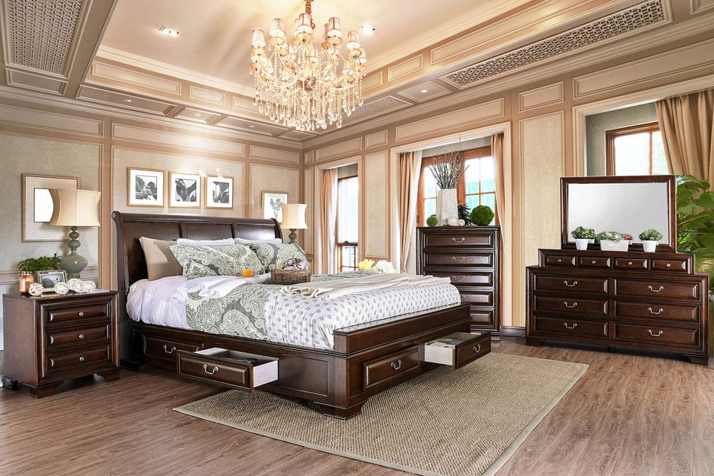 Furniture of America - Brandt 5 Pc. Queen Bedroom Set w/ Chest in Brown Cherry - CM7302CH-Q-5PC-CHEST View 1
