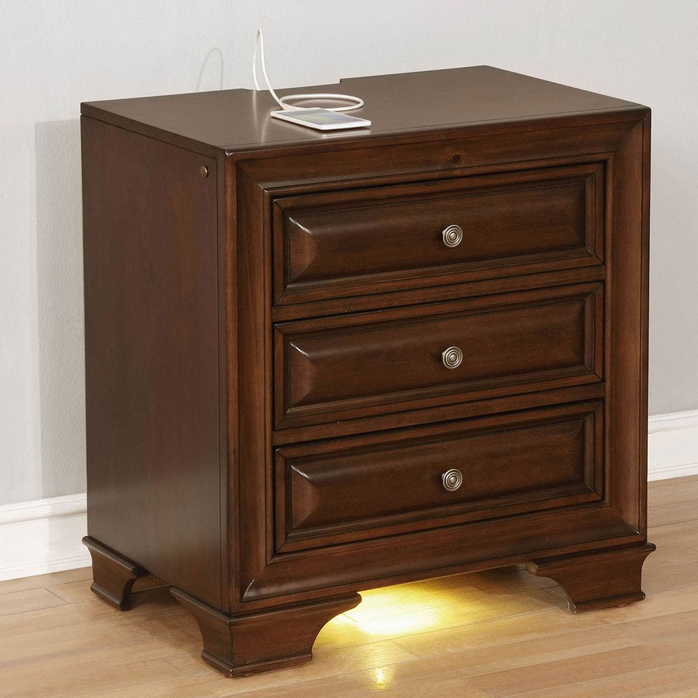 Furniture of America - Brandt Nightstand w/ USB in Brown Cherry - CM7302CH-N View 1