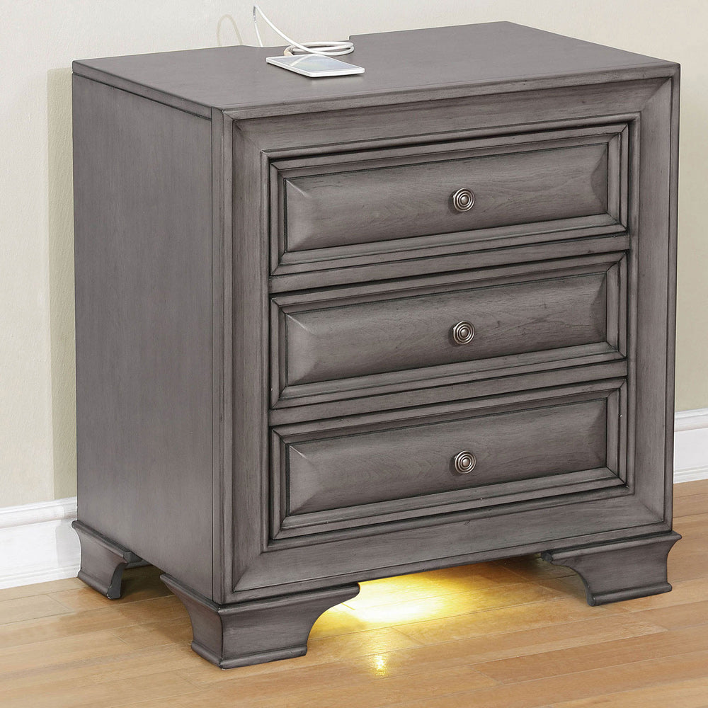 Furniture of America - Brandt Nightstand w/ USB in Gray - CM7302GY-N View 1