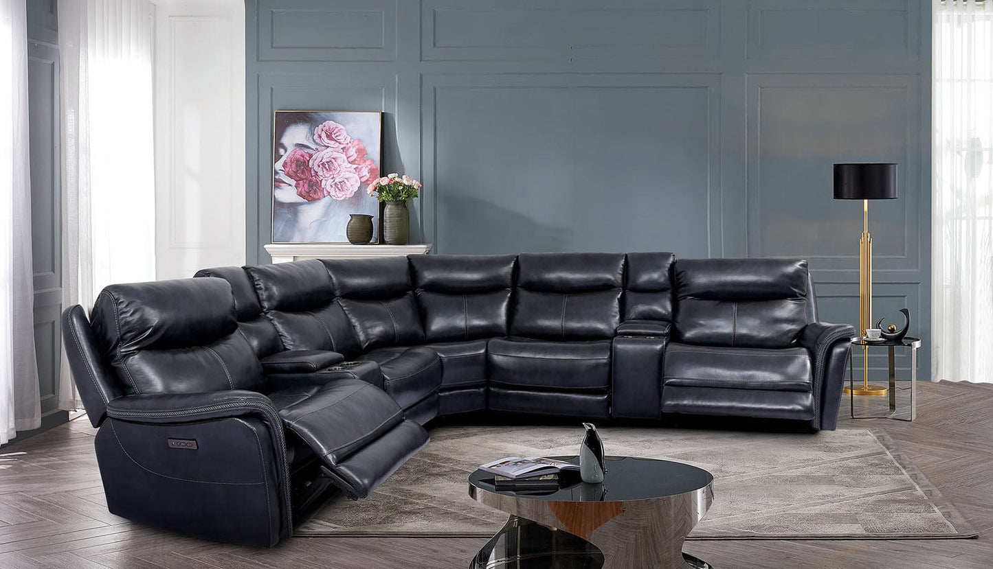 Furniture of America - Braylee Power Sectional in Dark Navy - CM9904-SECT View 2