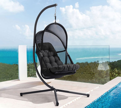 Furniture of America - Breeze Swing Chair w/ Stand in Black - GM-1010BK-SET View 1