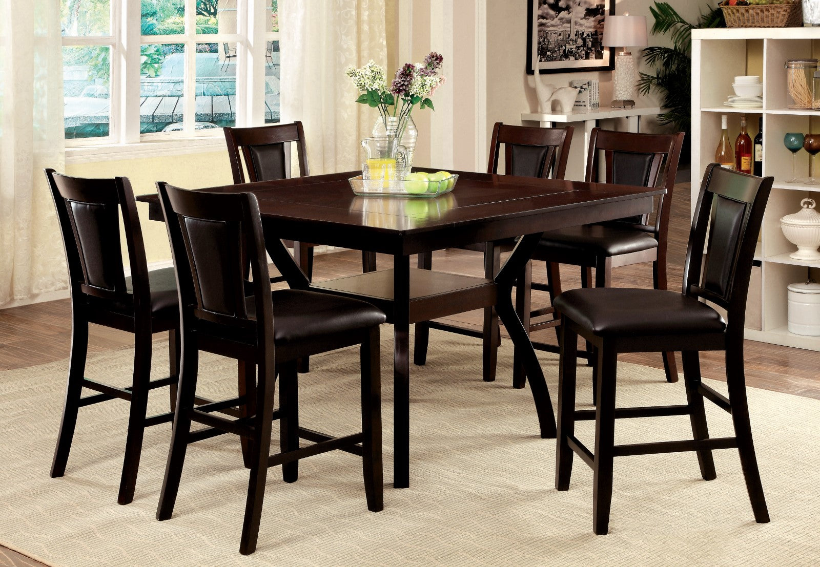 Furniture of America - Brent Ii Counter Ht. Chair Set of 2 in Dark Cherry/Espresso - CM3984DK-PC-2PK View 2