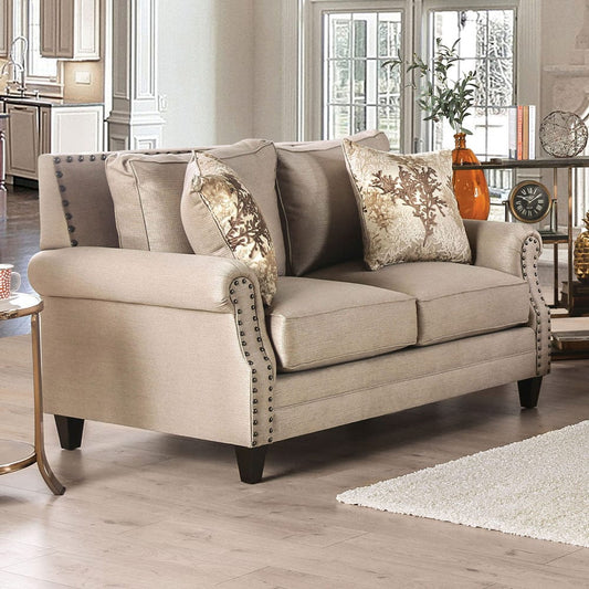 Furniture of America - Briana Loveseat in Beige/Gold - SM2676-LV View 1