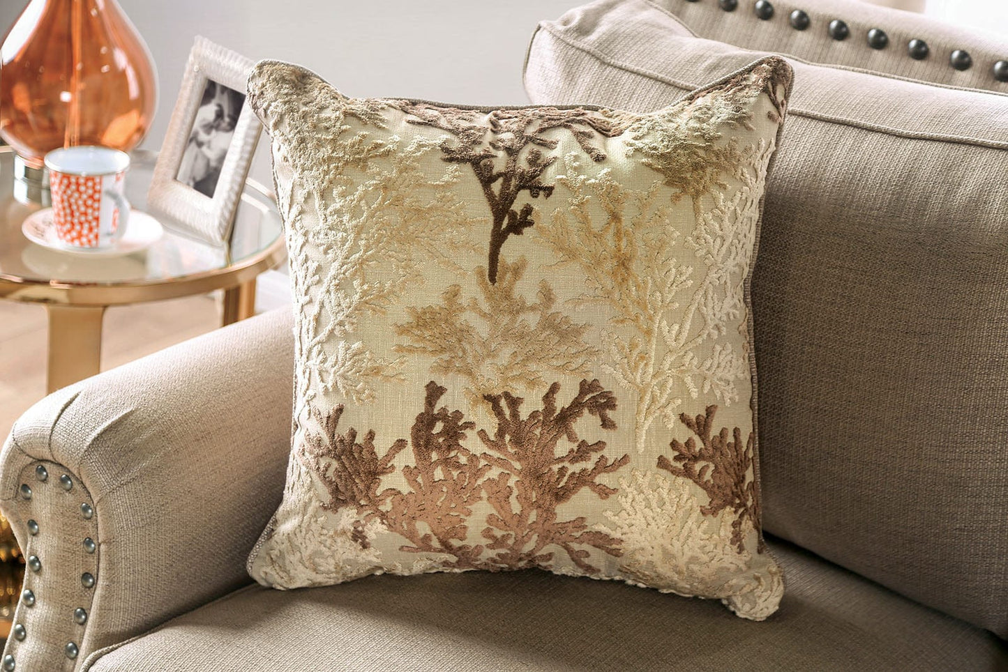 Furniture of America - Briana Sofa + Loveseat in Beige/Gold - SM2676-2PC View 3