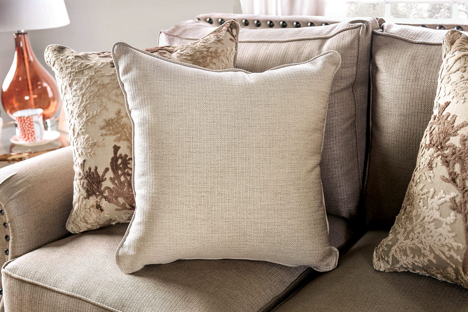 Furniture of America - Briana Sofa + Loveseat in Beige/Gold - SM2676-2PC View 4