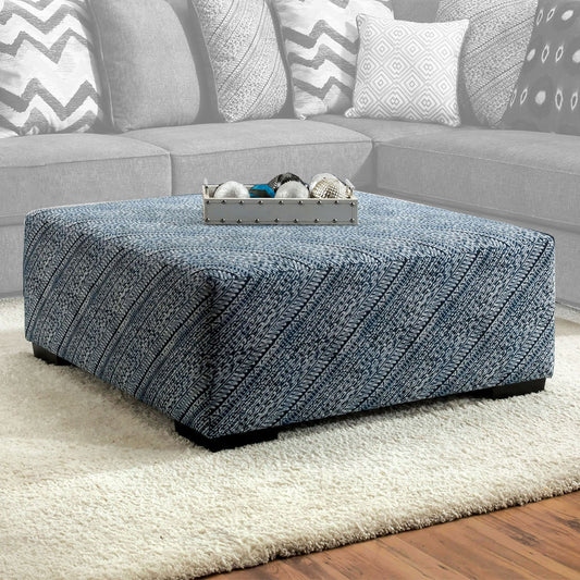 Furniture of America - Brielle Ottoman in Blue/Pattern - SM5146-OT View 1