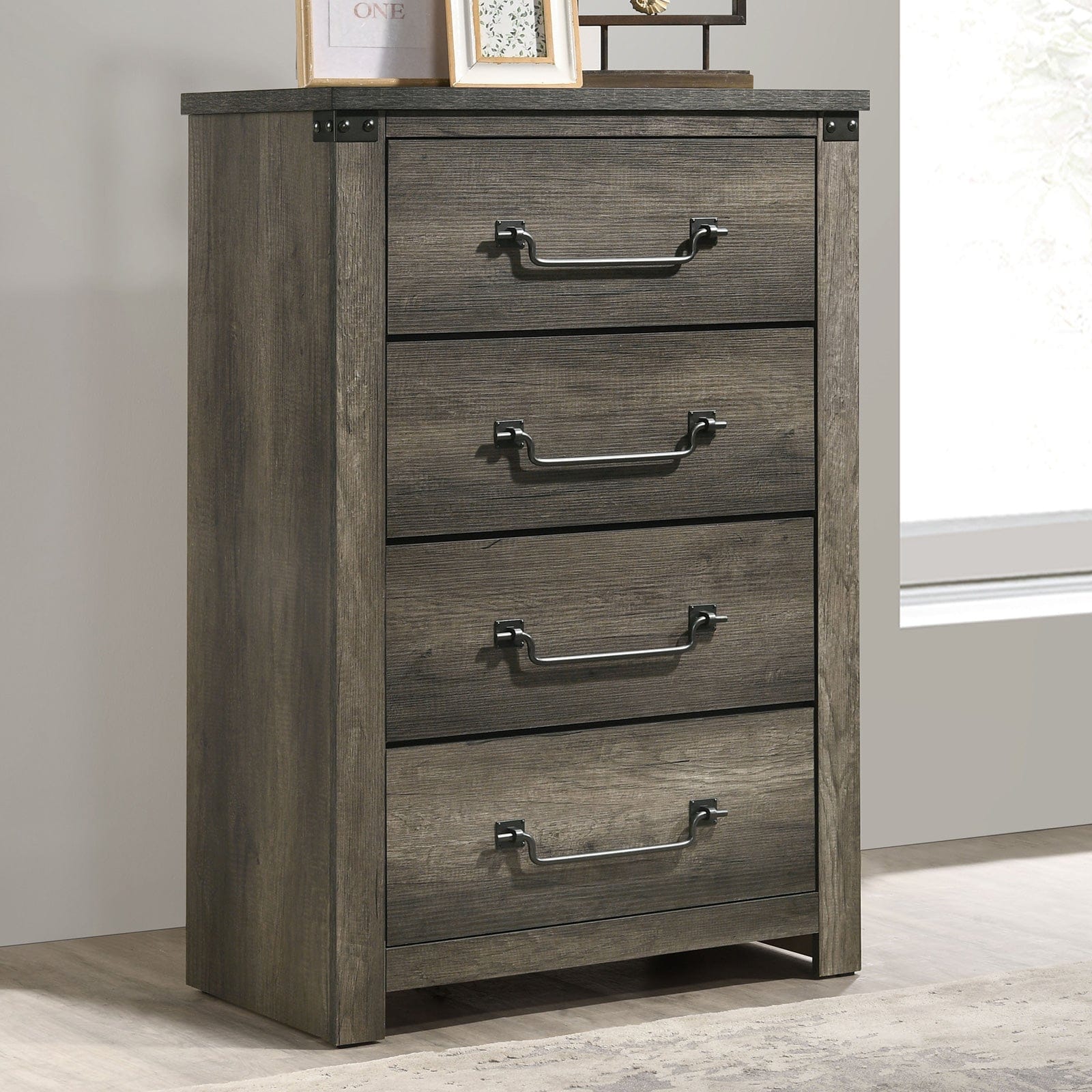 Furniture of America - Britonale 5 Pc. Queen Bedroom Set w/ Chest in Rustic Gray - FM7218GY-Q-5PC-CHEST View 2