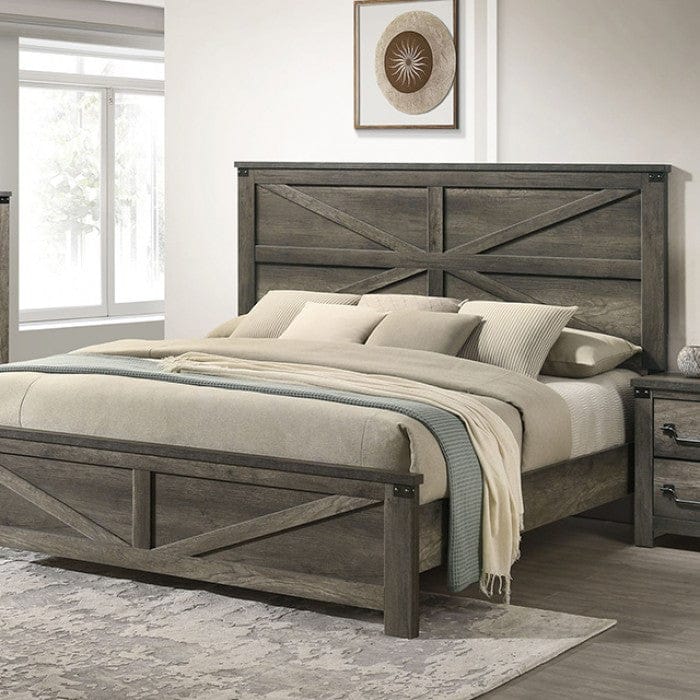 Furniture of America - Britonale 5 Pc. Queen Bedroom Set w/ Chest in Rustic Gray - FM7218GY-Q-5PC-CHEST View 3