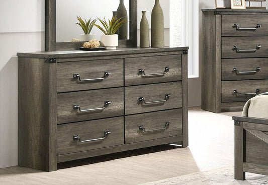Furniture of America - Britonale 6-Drawer Dresser in Rustic Gray - FM7218GY-D View 1