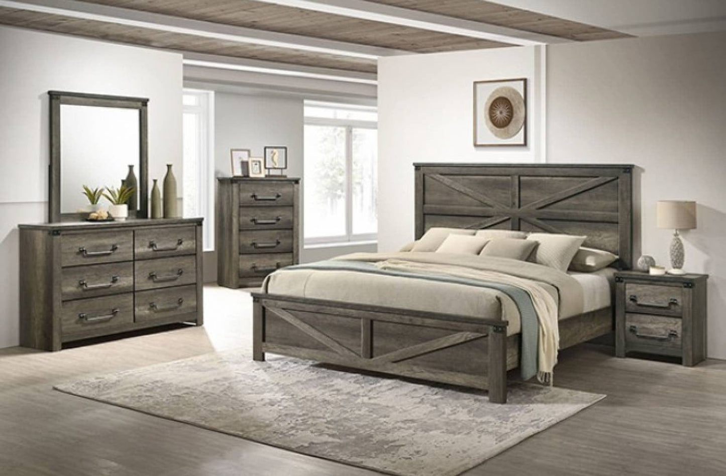 Furniture of America - Britonale Queen Bed in Rustic Gray - FM7218GY-Q-BED View 3