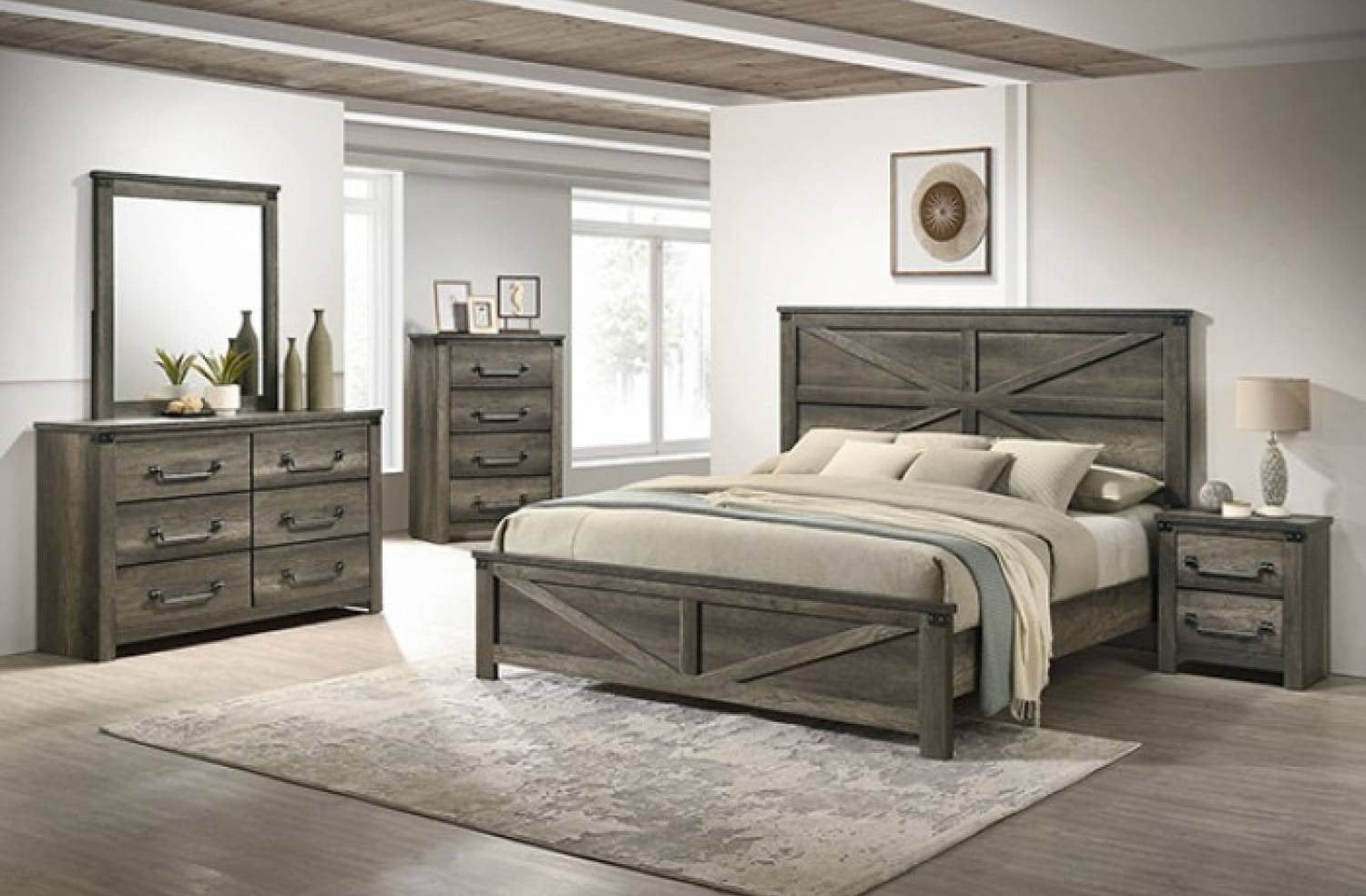 Furniture of America - Britonale Queen Bed in Rustic Gray - FM7218GY-Q-BED View 3