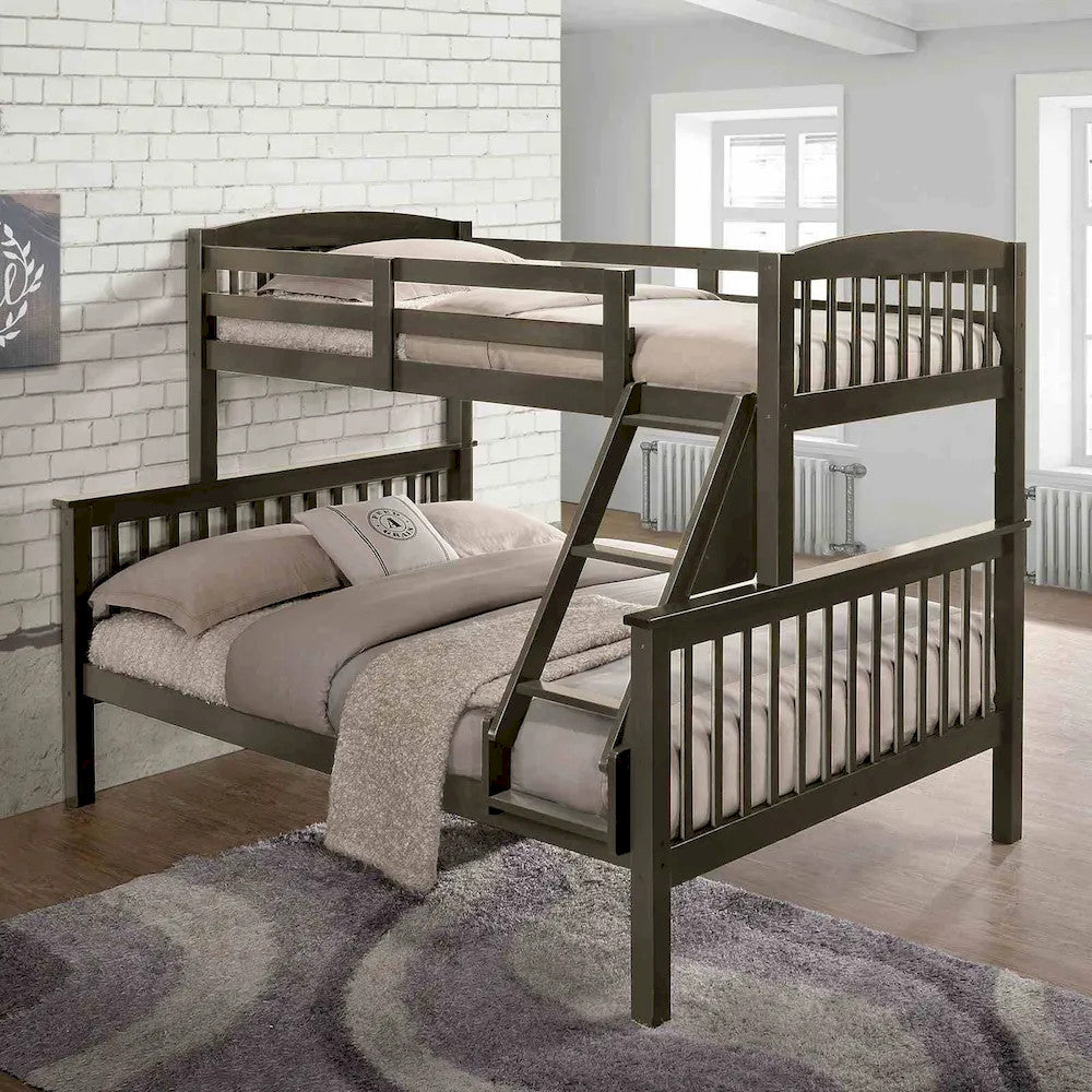 Furniture of America - Brookings - Twin/Full Bunk Bed w/ Mattresses, Gray - NX-BK001GY-BED+M view 1