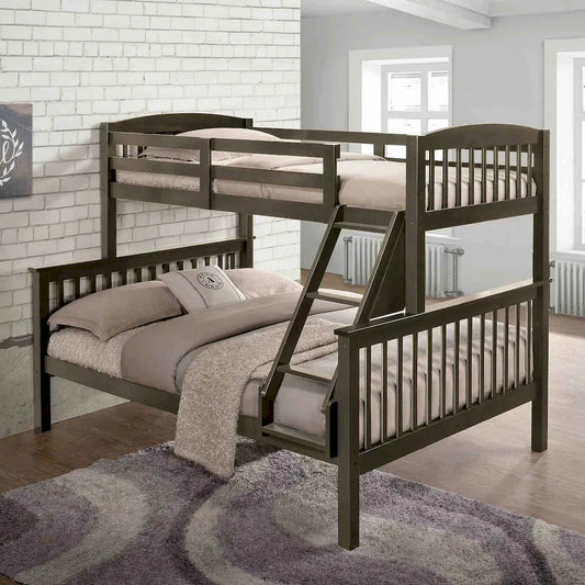Furniture of America - Brookings - Twin/Full Bunk Bed w/ Mattresses, Gray - NX-BK001GY-BED+M view 1