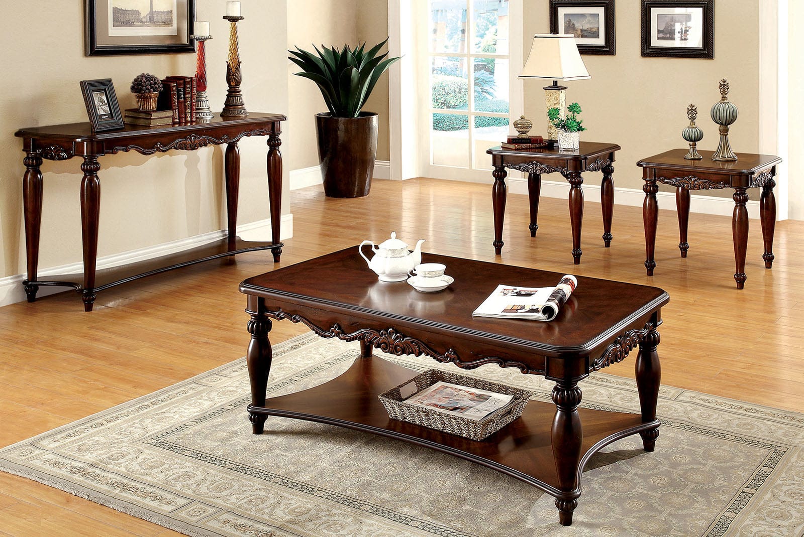 Furniture of America - Bunbury Sofa Table in Cherry - CM4915S View 2