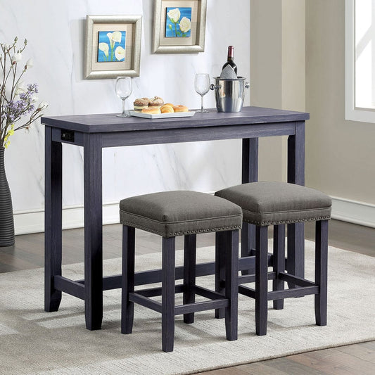 Furniture of America - Caerleon 3 Pc. Counter Ht. Table Set in Antique Blue/Gray - CM3474BL-PT-3PK View 1