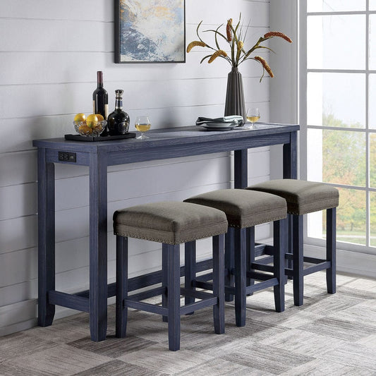 Furniture of America - Caerleon 4 Pc. Counter Ht. Table Set in Antique Blue/Gray - CM3474BL-PT-4PK View 1