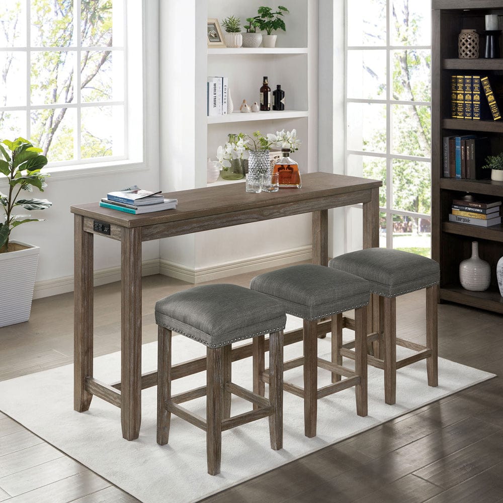 Furniture of America - Caerleon 4 Pc. Counter Ht. Table Set in Wire-Brushed Gray/Gray - CM3474GY-PT-4PK View 1