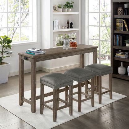 Furniture of America - Caerleon 4 Pc. Counter Ht. Table Set in Wire-Brushed Gray/Gray - CM3474GY-PT-4PK View 1