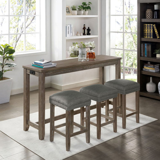 Furniture of America - Caerleon 4 Pc. Counter Ht. Table Set in Wire-Brushed Gray/Gray - CM3474GY-PT-4PK View 1