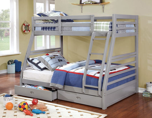 Furniture of America - California Iii Twin/Full Bunk Bed w/ 2 Drawers in Gray - CM-BK588GY-BED View 1