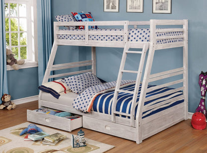 Furniture of America - California Iii Twin/Full Bunk Bed w/ 2 Drawers in Wire-Brushed White - CM-BK588BWH-BED View 5