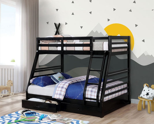 Furniture of America - California Iv Twin/Full Bunk Bed w/ 2 Drawers in Black - CM-BK588BK-BED View 1