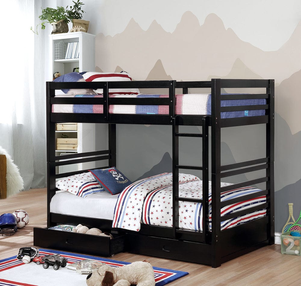 Furniture of America - California Iv Twin/Twin Bunk Bed in Black - CM-BK588T-BK-BED View 1