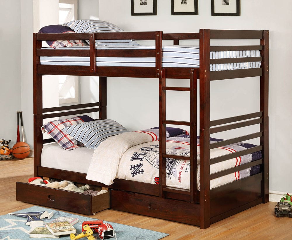 Furniture of America - California Iv Twin/Twin Bunk Bed in Dark Walnut - CM-BK588T-EX-BED View 1