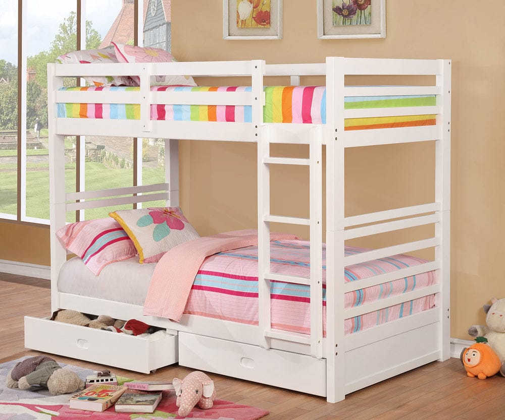 Furniture of America - California Iv Twin/Twin Bunk Bed in White - CM-BK588T-WH-BED View 1