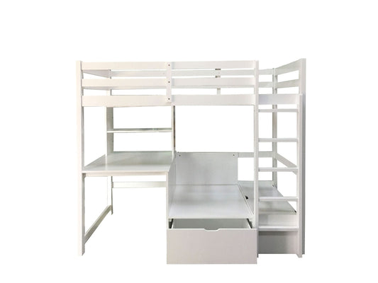 Furniture of America - Callistus Twin Workstation Loft Bed in White - CM-BK828WH-BED View 1