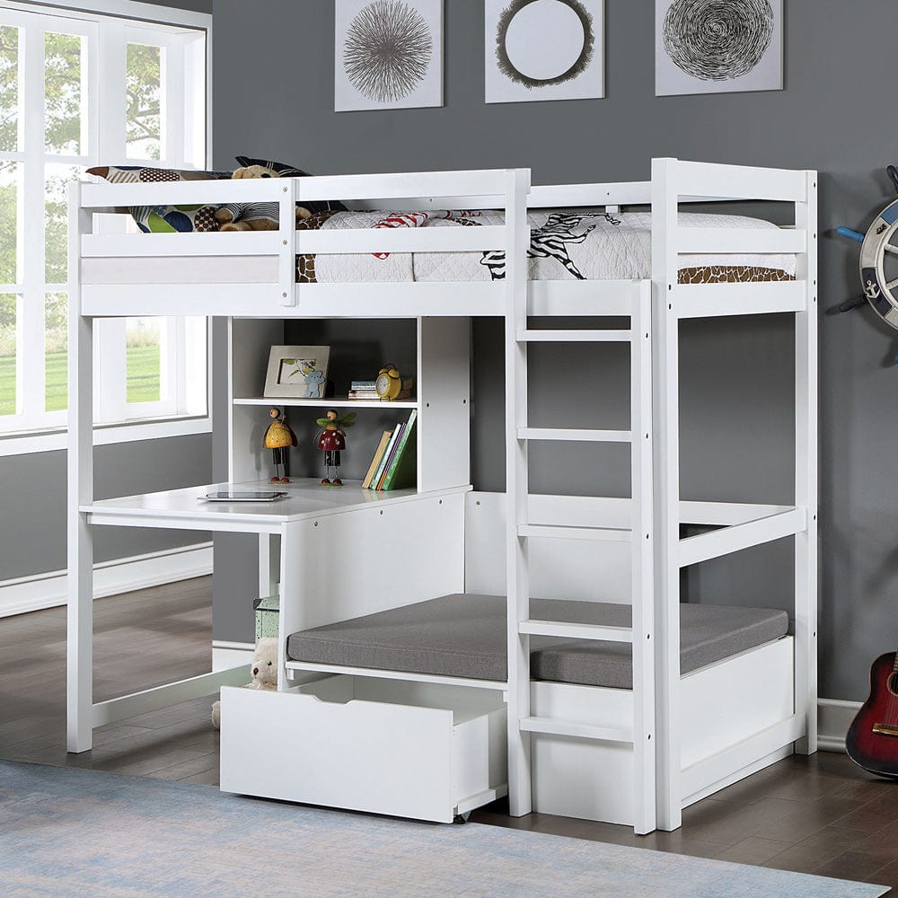 Furniture of America - Callistus Twin Workstation Loft Bed in White - CM-BK828WH-BED View 4