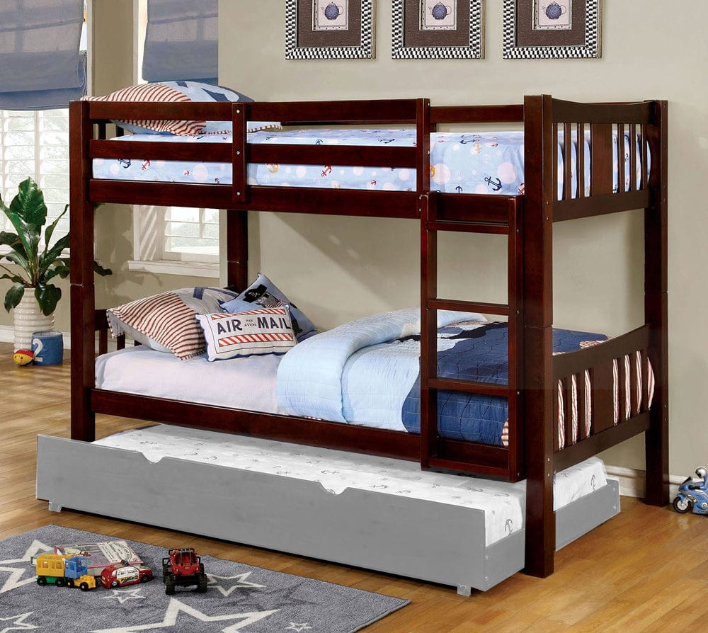 Furniture of America - Cameron Twin/Twin Bunk Bed in Dark Walnut - CM-BK929EX-BED View 1