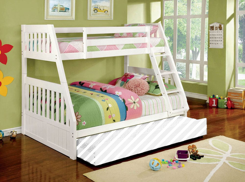 Furniture of America - Canberra Ii Twin/Full Bunk Bed in White - CM-BK607WH-BED View 1